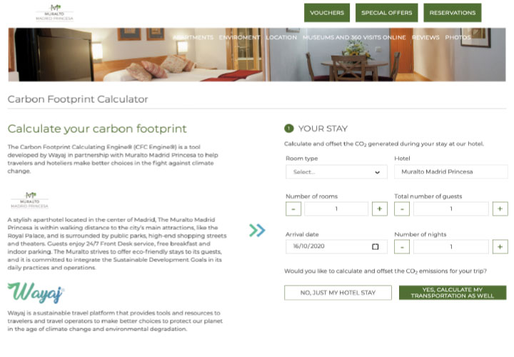 Shows screenshot of Wayaj Carbon Footprint Calculator